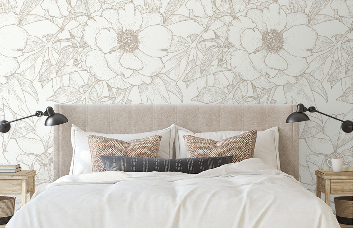 Custom colored wallpaper in bedroom.